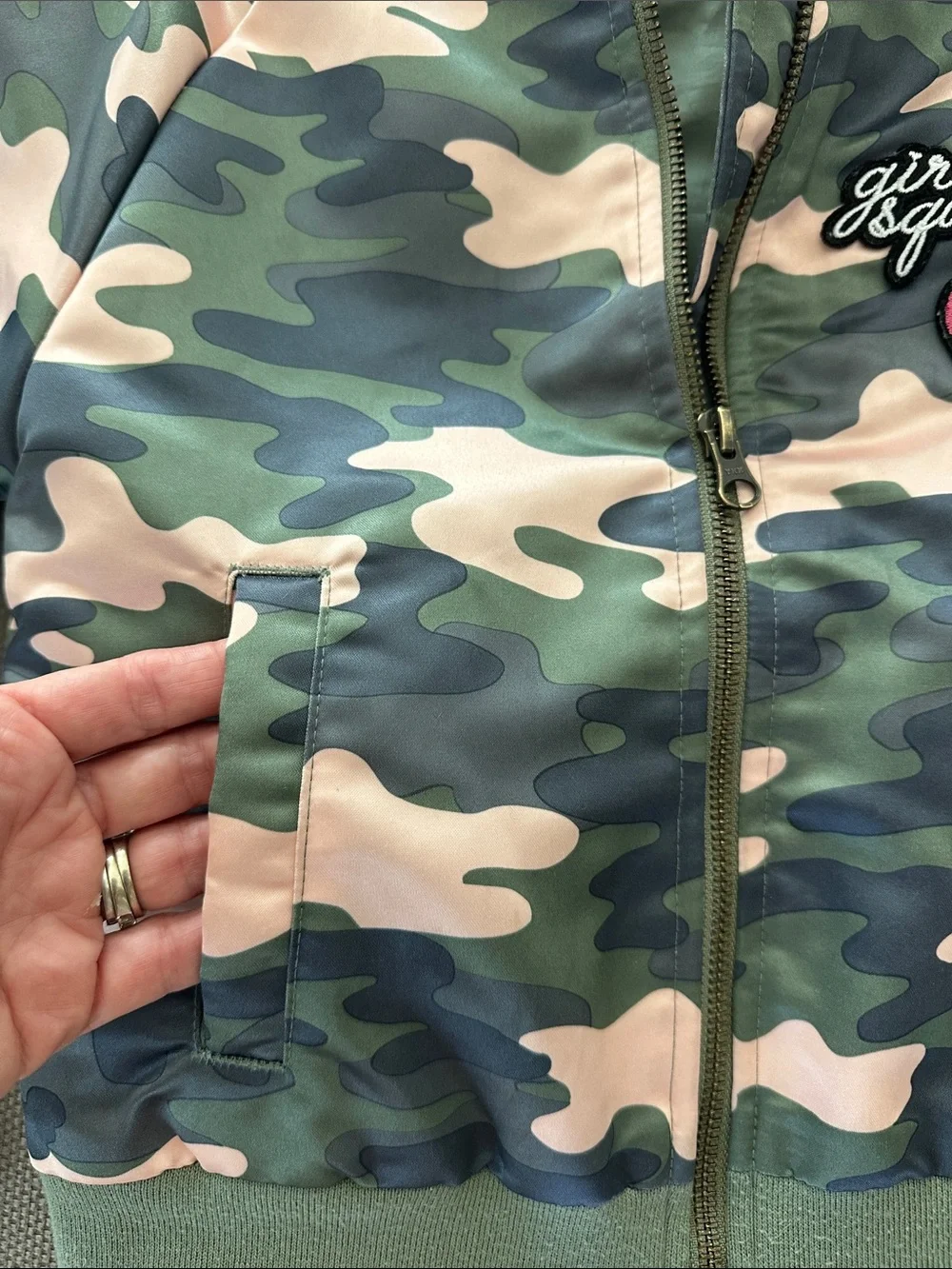 The Children's Place Camo Bomber Jacket - Pink & Green